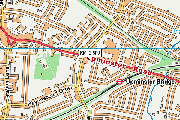 RM12 6PJ map - OS VectorMap District (Ordnance Survey)