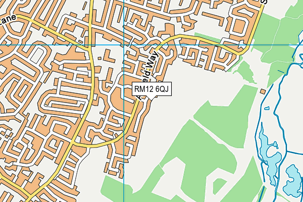 RM12 6QJ map - OS VectorMap District (Ordnance Survey)