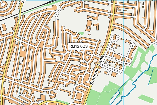 RM12 6QS map - OS VectorMap District (Ordnance Survey)