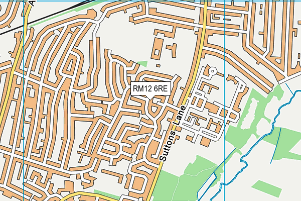 RM12 6RE map - OS VectorMap District (Ordnance Survey)