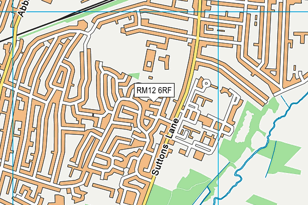 RM12 6RF map - OS VectorMap District (Ordnance Survey)