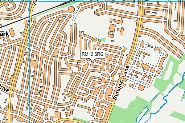 RM12 6RG map - OS VectorMap District (Ordnance Survey)
