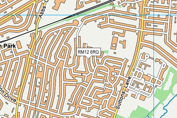 RM12 6RQ map - OS VectorMap District (Ordnance Survey)