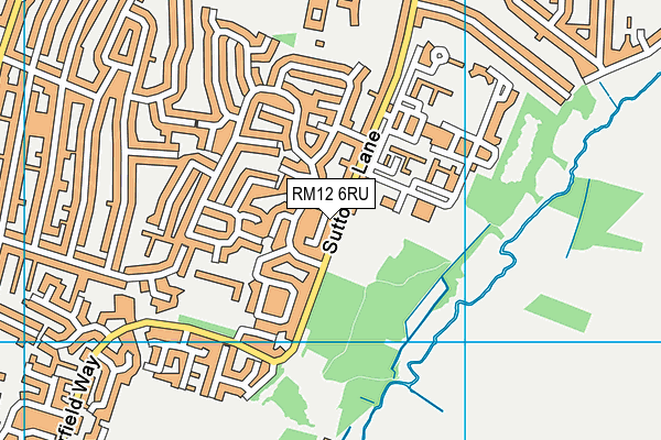 RM12 6RU map - OS VectorMap District (Ordnance Survey)