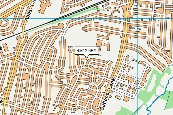 RM12 6RY map - OS VectorMap District (Ordnance Survey)