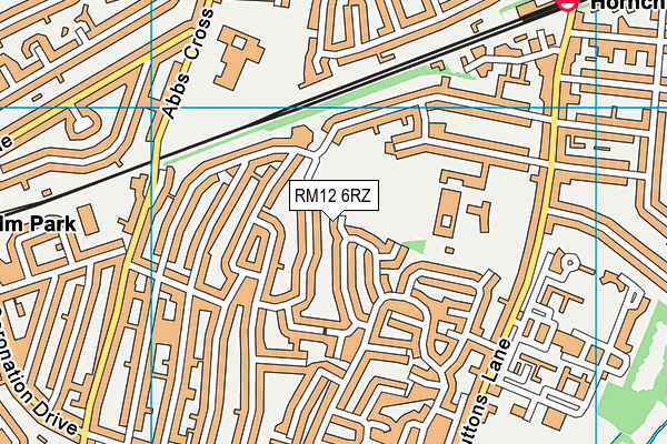RM12 6RZ map - OS VectorMap District (Ordnance Survey)