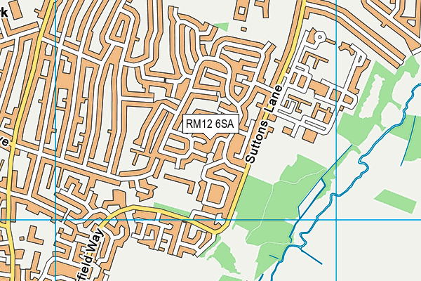 RM12 6SA map - OS VectorMap District (Ordnance Survey)