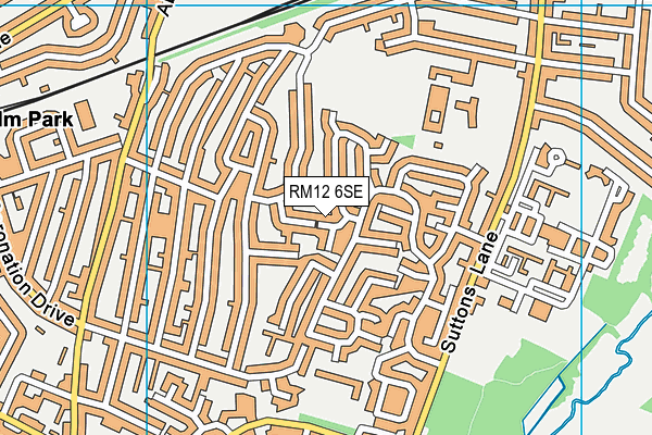 RM12 6SE map - OS VectorMap District (Ordnance Survey)