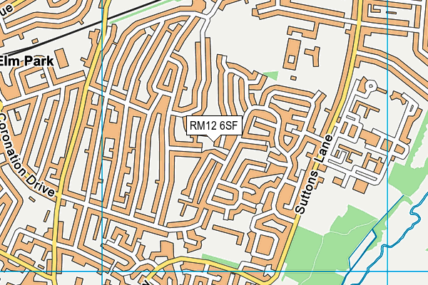 RM12 6SF map - OS VectorMap District (Ordnance Survey)