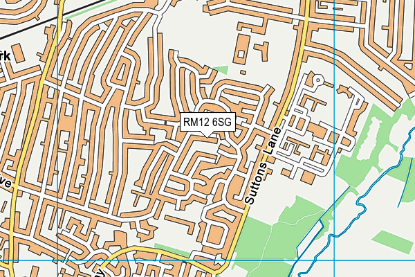 RM12 6SG map - OS VectorMap District (Ordnance Survey)