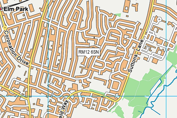 RM12 6SN map - OS VectorMap District (Ordnance Survey)