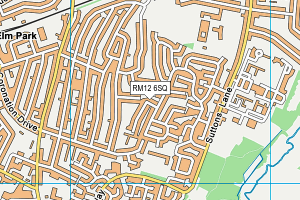 RM12 6SQ map - OS VectorMap District (Ordnance Survey)