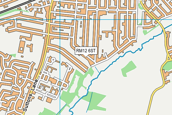 RM12 6ST map - OS VectorMap District (Ordnance Survey)