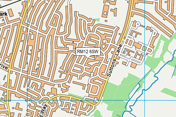 RM12 6SW map - OS VectorMap District (Ordnance Survey)