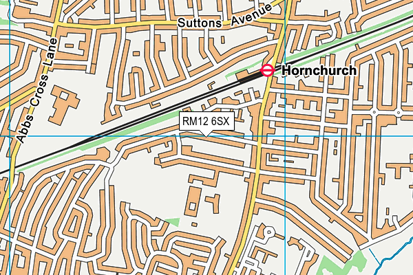 RM12 6SX map - OS VectorMap District (Ordnance Survey)