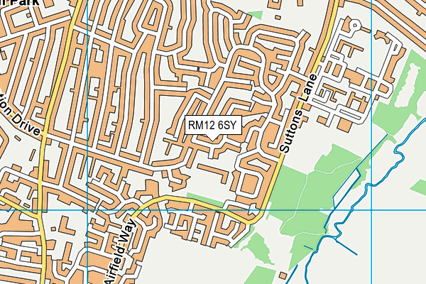 RM12 6SY map - OS VectorMap District (Ordnance Survey)