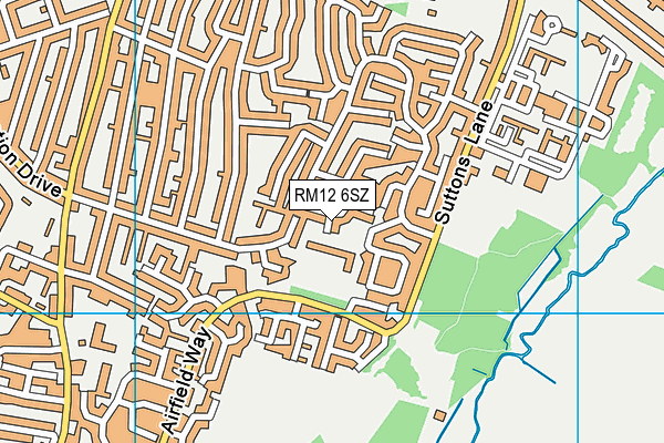 RM12 6SZ map - OS VectorMap District (Ordnance Survey)