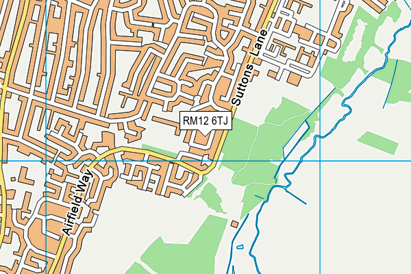 RM12 6TJ map - OS VectorMap District (Ordnance Survey)