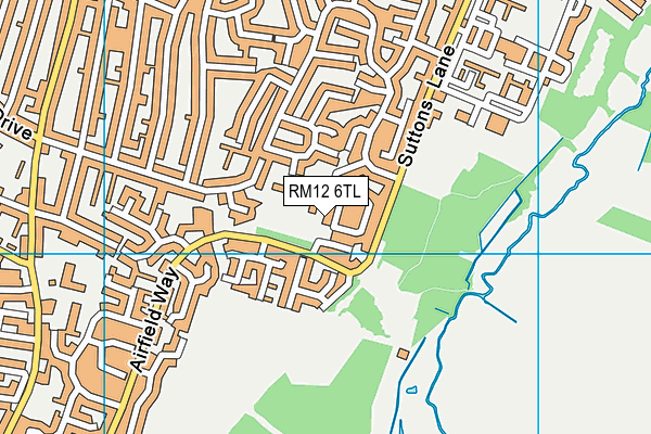 RM12 6TL map - OS VectorMap District (Ordnance Survey)