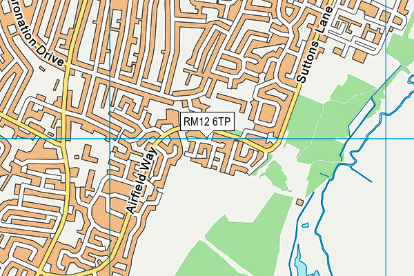 RM12 6TP map - OS VectorMap District (Ordnance Survey)