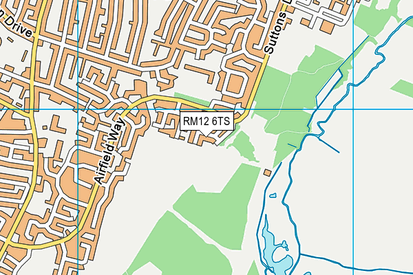 RM12 6TS map - OS VectorMap District (Ordnance Survey)