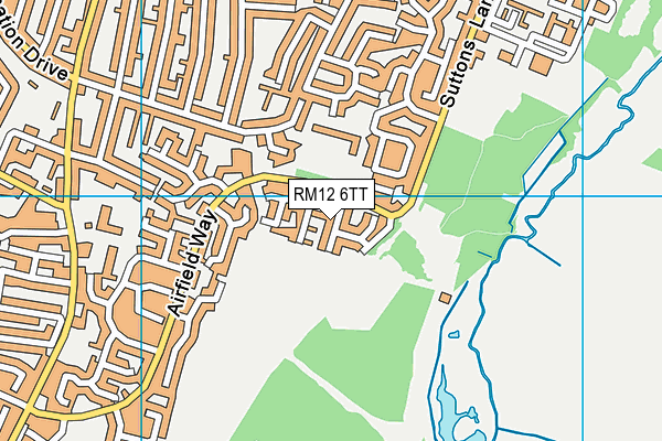 RM12 6TT map - OS VectorMap District (Ordnance Survey)