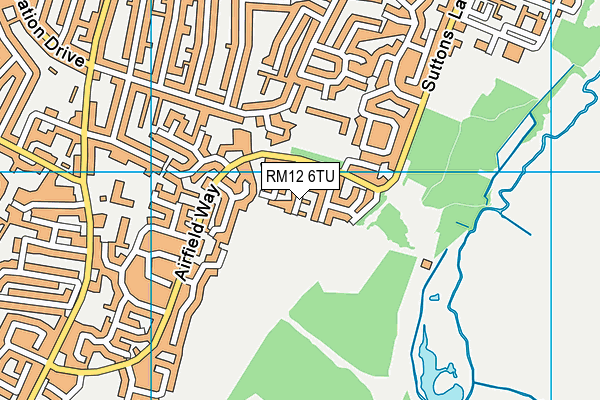 RM12 6TU map - OS VectorMap District (Ordnance Survey)