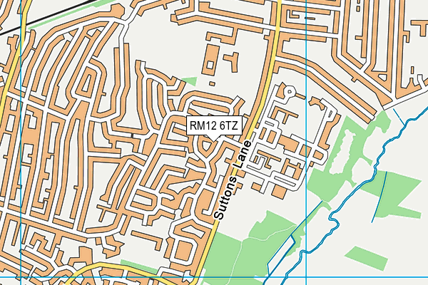 RM12 6TZ map - OS VectorMap District (Ordnance Survey)