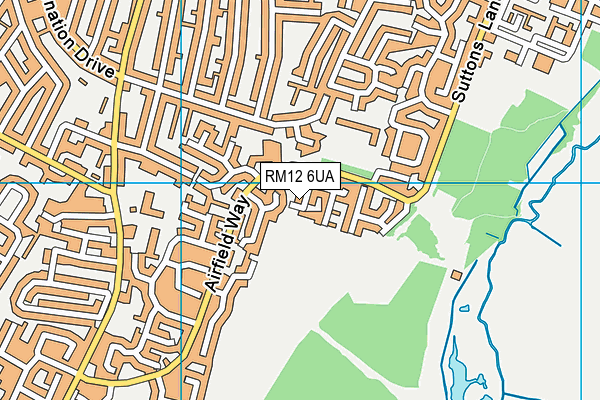RM12 6UA map - OS VectorMap District (Ordnance Survey)