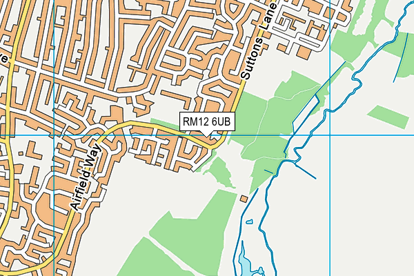 RM12 6UB map - OS VectorMap District (Ordnance Survey)