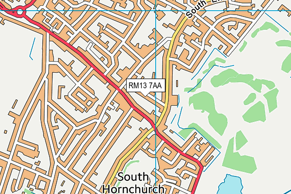 RM13 7AA map - OS VectorMap District (Ordnance Survey)