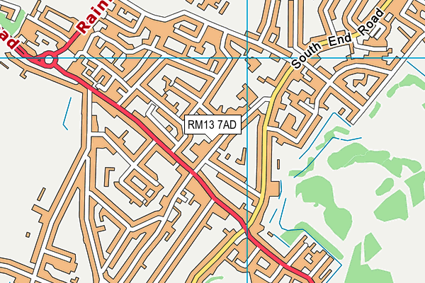 RM13 7AD map - OS VectorMap District (Ordnance Survey)