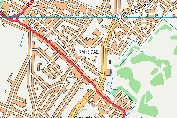 RM13 7AE map - OS VectorMap District (Ordnance Survey)
