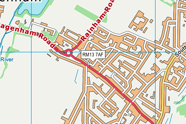 RM13 7AF map - OS VectorMap District (Ordnance Survey)
