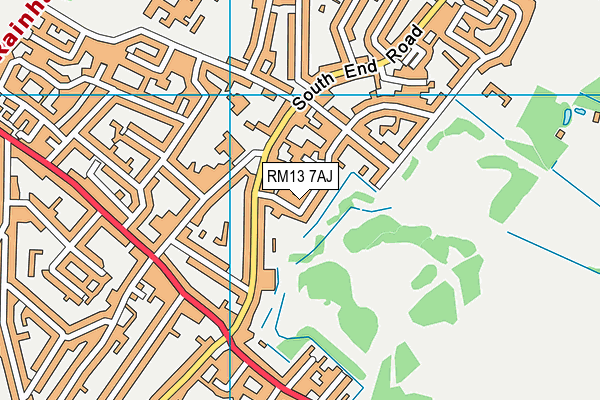 RM13 7AJ map - OS VectorMap District (Ordnance Survey)