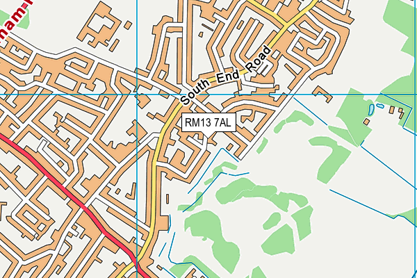 RM13 7AL map - OS VectorMap District (Ordnance Survey)