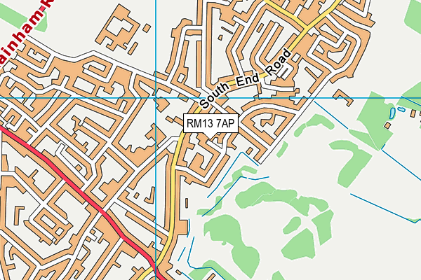 RM13 7AP map - OS VectorMap District (Ordnance Survey)