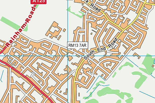RM13 7AR map - OS VectorMap District (Ordnance Survey)