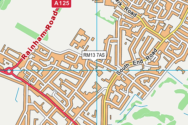 RM13 7AS map - OS VectorMap District (Ordnance Survey)