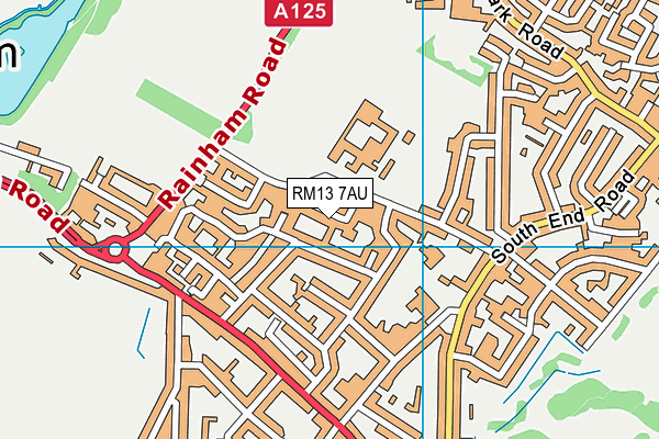 RM13 7AU map - OS VectorMap District (Ordnance Survey)