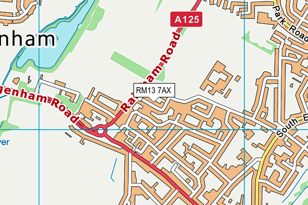 RM13 7AX map - OS VectorMap District (Ordnance Survey)