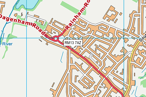 RM13 7AZ map - OS VectorMap District (Ordnance Survey)