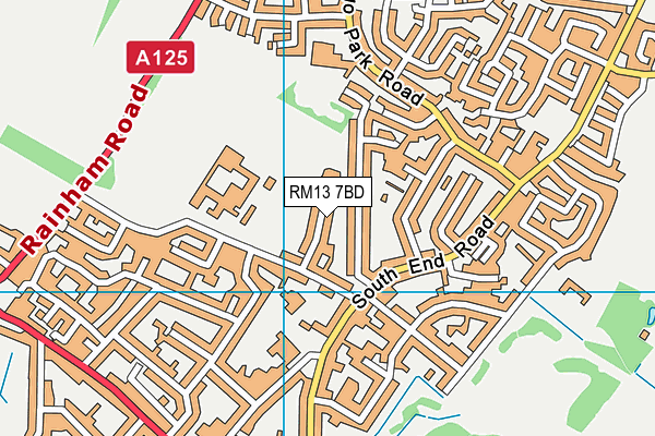 RM13 7BD map - OS VectorMap District (Ordnance Survey)