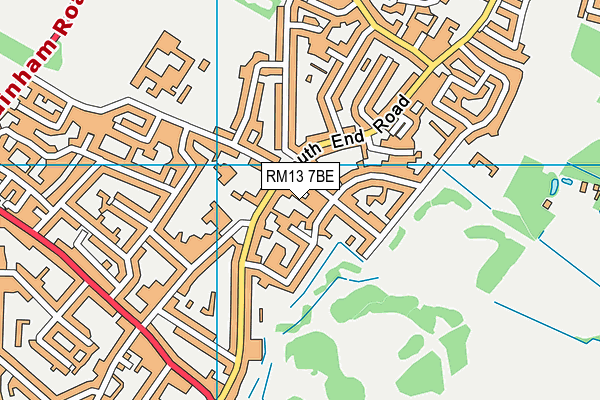 RM13 7BE map - OS VectorMap District (Ordnance Survey)