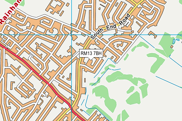 RM13 7BH map - OS VectorMap District (Ordnance Survey)