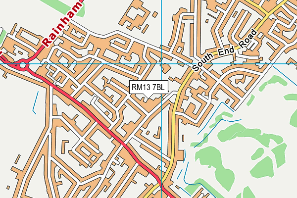 RM13 7BL map - OS VectorMap District (Ordnance Survey)