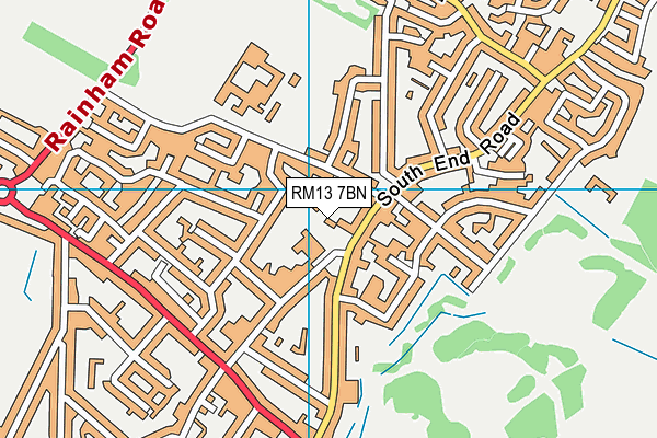 RM13 7BN map - OS VectorMap District (Ordnance Survey)