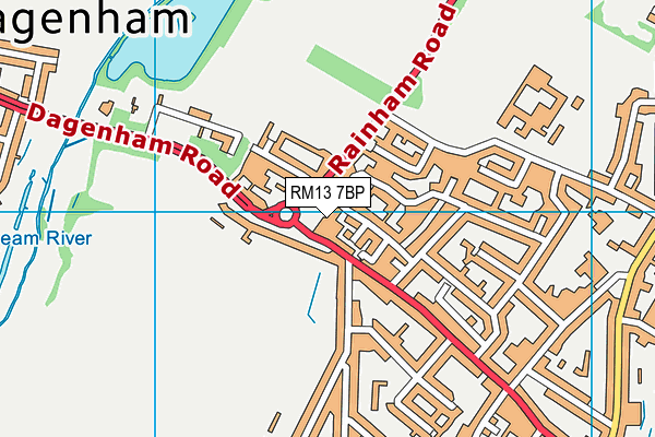 RM13 7BP map - OS VectorMap District (Ordnance Survey)