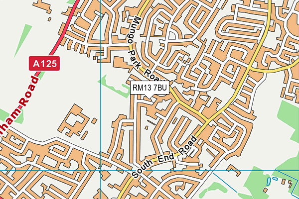 RM13 7BU map - OS VectorMap District (Ordnance Survey)