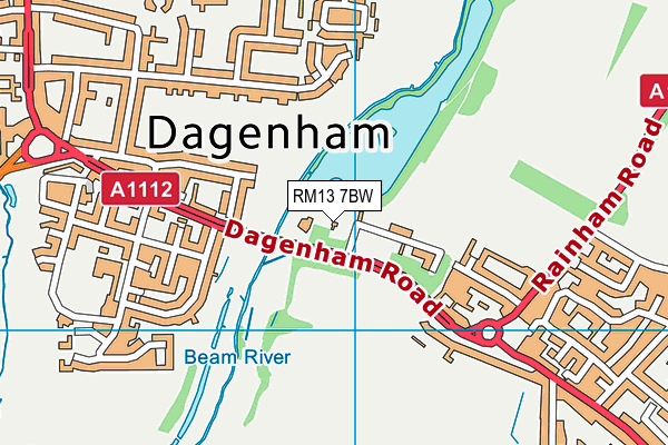 RM13 7BW map - OS VectorMap District (Ordnance Survey)